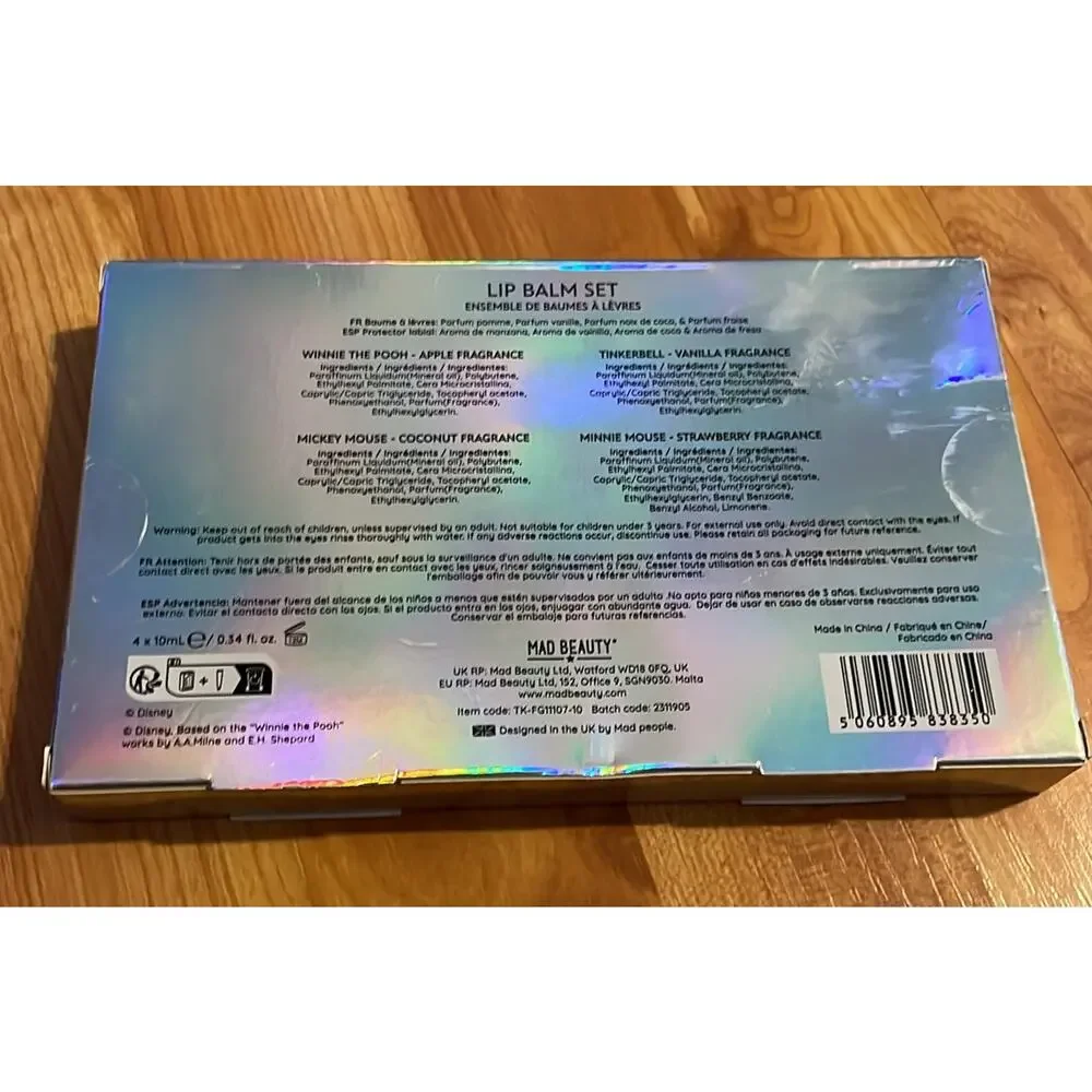 Mad Beauty x Disney 100 Anniversary Lip Balm Set Mickey Minnie Tinkerbell Winnie